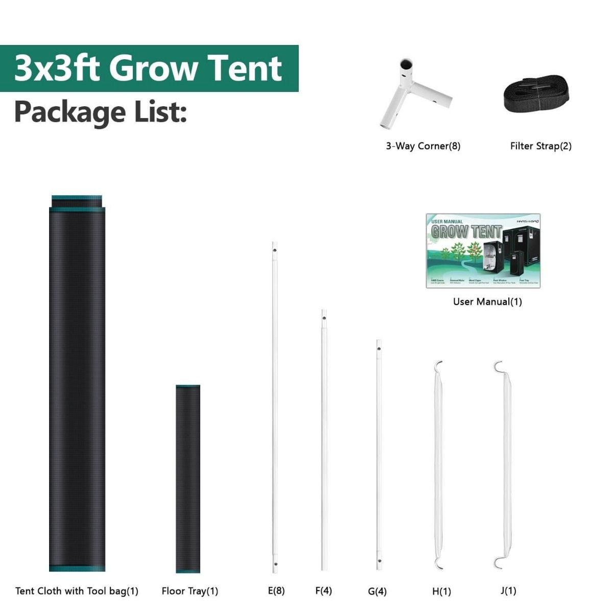 3x3 grow tent in cm Mars Hydro 3x3 Grow Tent - 39''X39''X71' (100X100X180 cm)