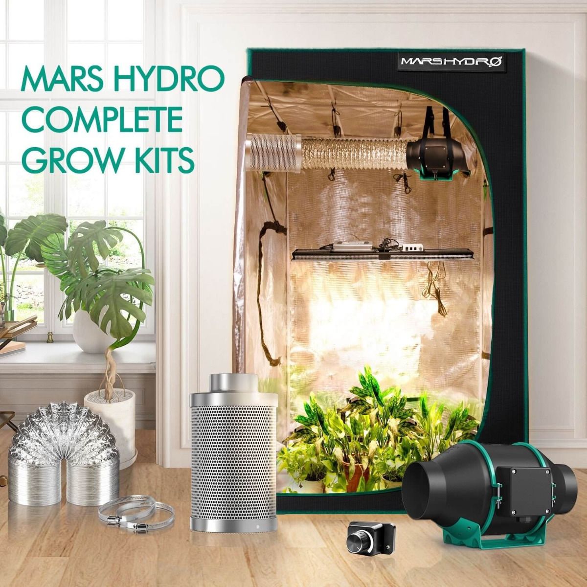 mars hydro 4x4 grow tent Mars Hydro SP3000 LED Grow Light + 2'X4' (60X120CM) Indoor Complete Tent Kits