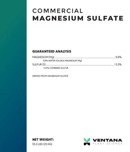 Ventana Plant Science - Magnesium Sulfate (13% S, 9.8% Mg) - 55 lbs